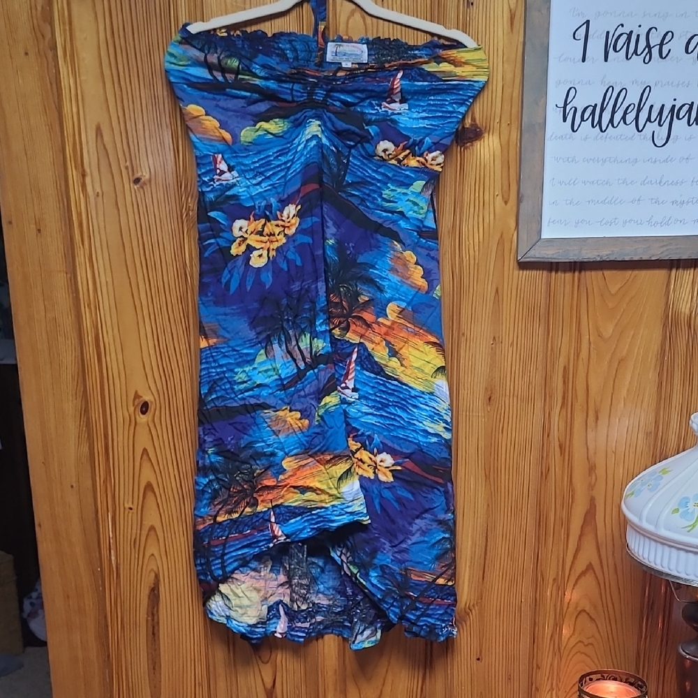 Tropical Blue Floral Swim Coverup